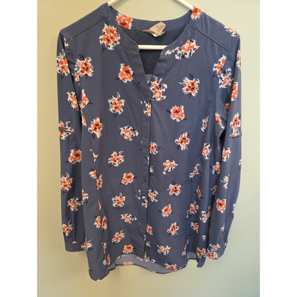 Duluth Trading Co Tops - Duluth Trading Womens BlueSidewinder Flex Tunic Floral‎ Top Size S Nylon Spandex